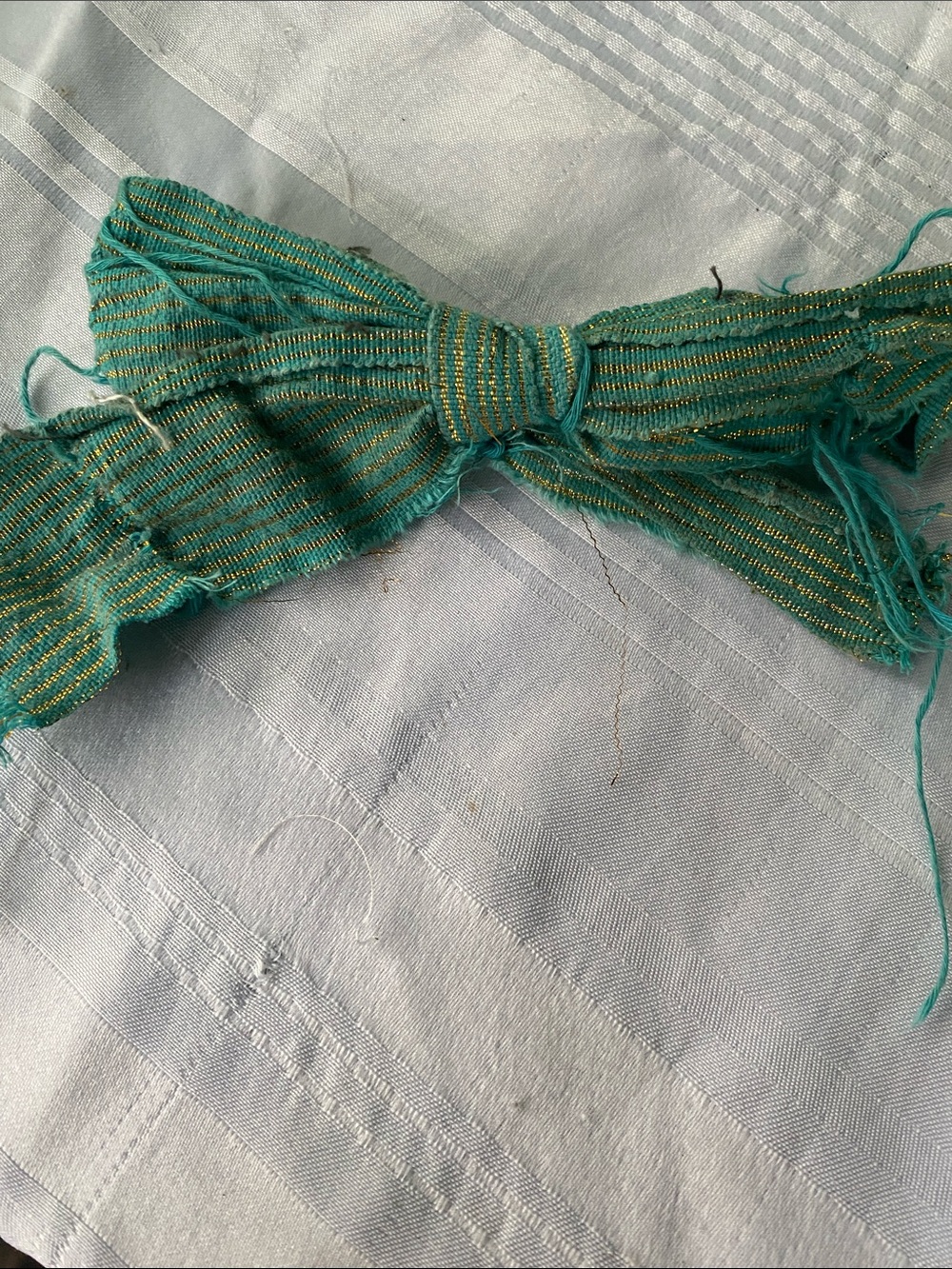 Teal and Gold Striped Bow Headband